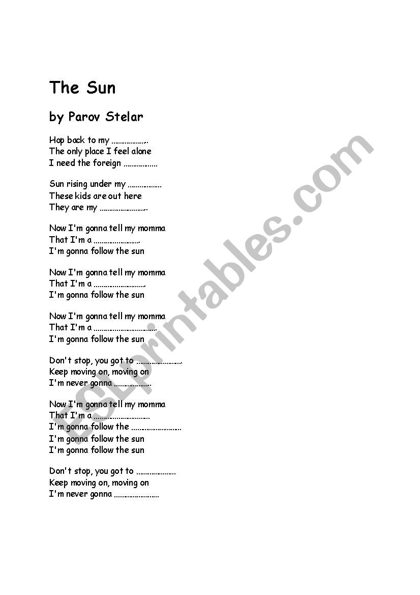The sun worksheet