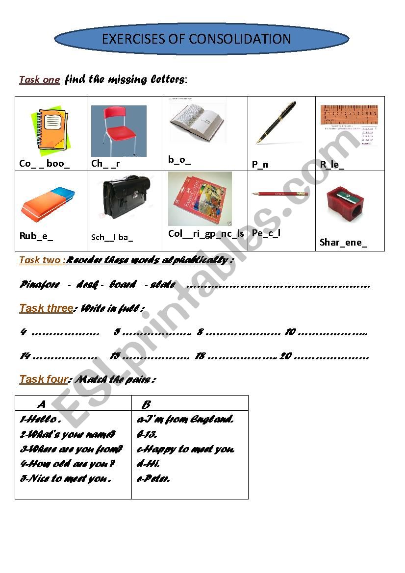 consolidation worksheet