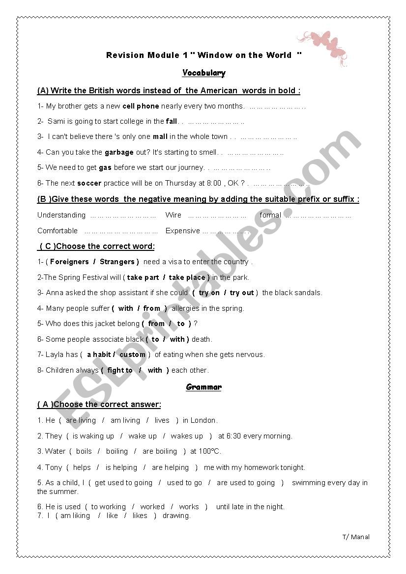 revision module 1 worksheet