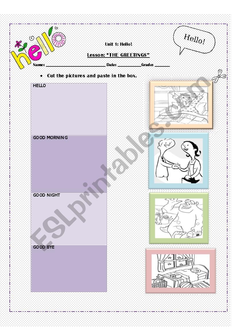 Unit Hello worksheet