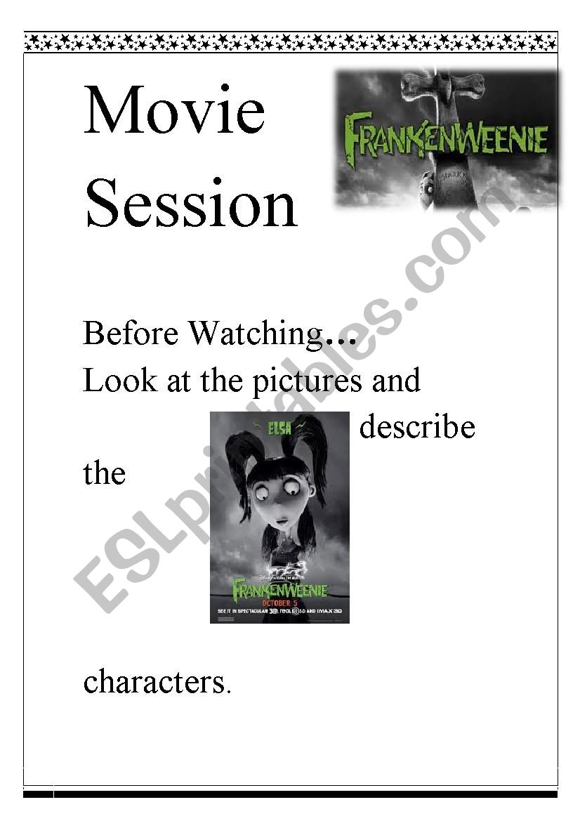 movie session Frankieweenie worksheet