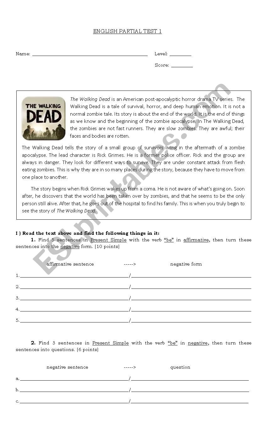 Verb to be with The Walking Dead Verb to be with The Walking Dead
