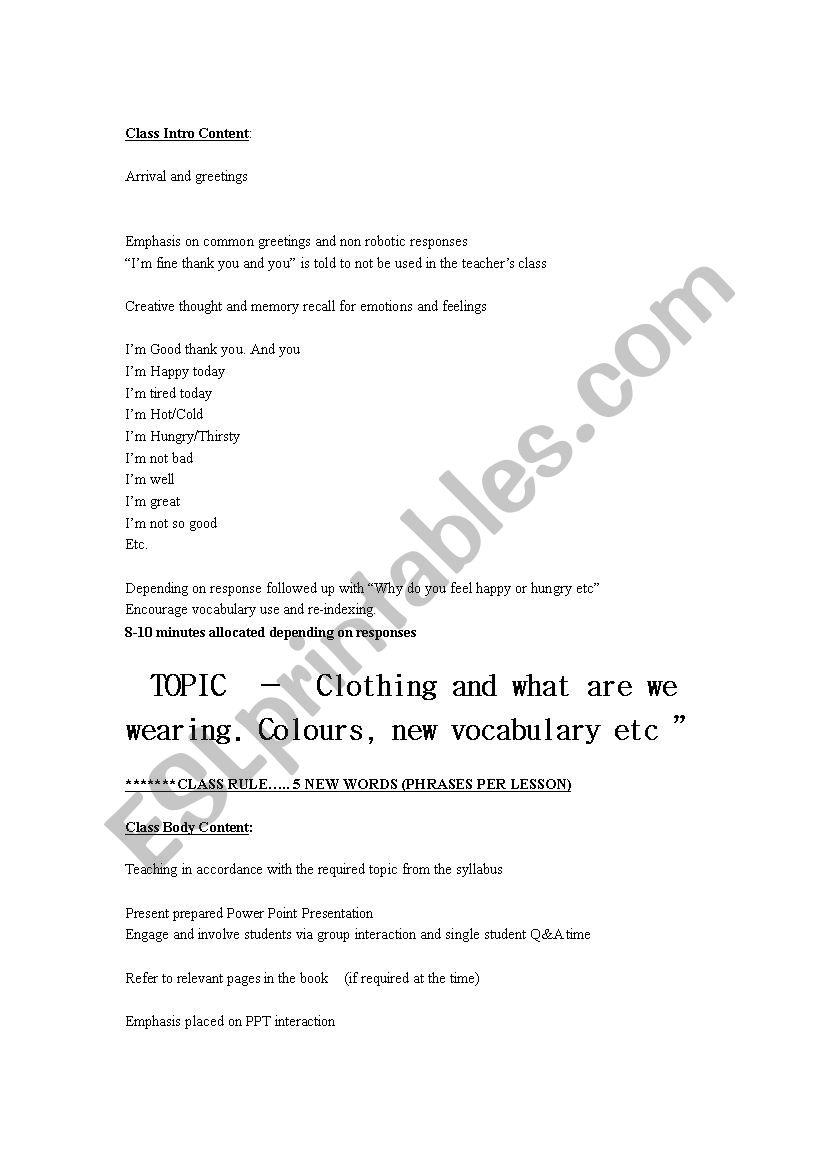 Clothes worksheet