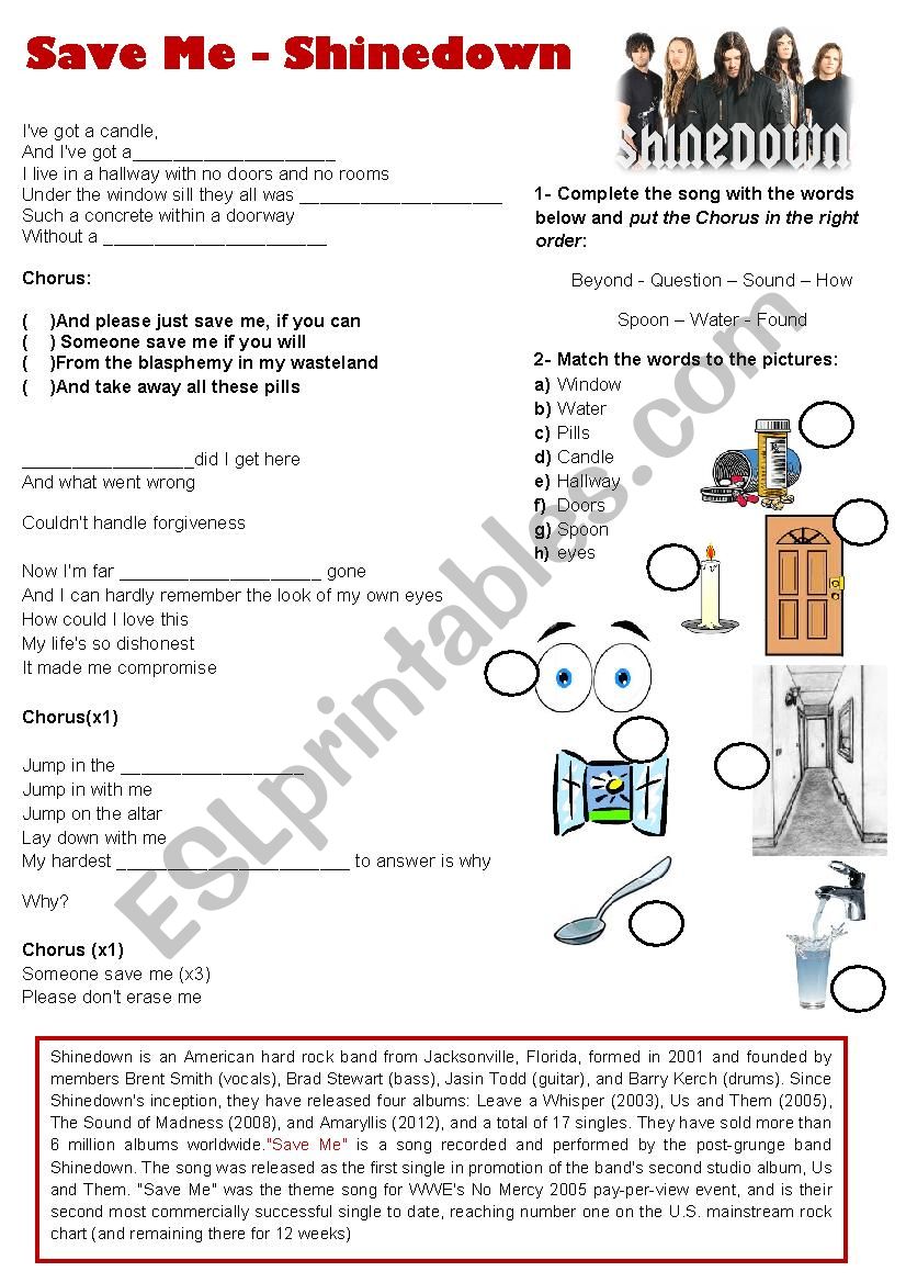 Song: Save me - Shinedown - Simple Present (Drugs)