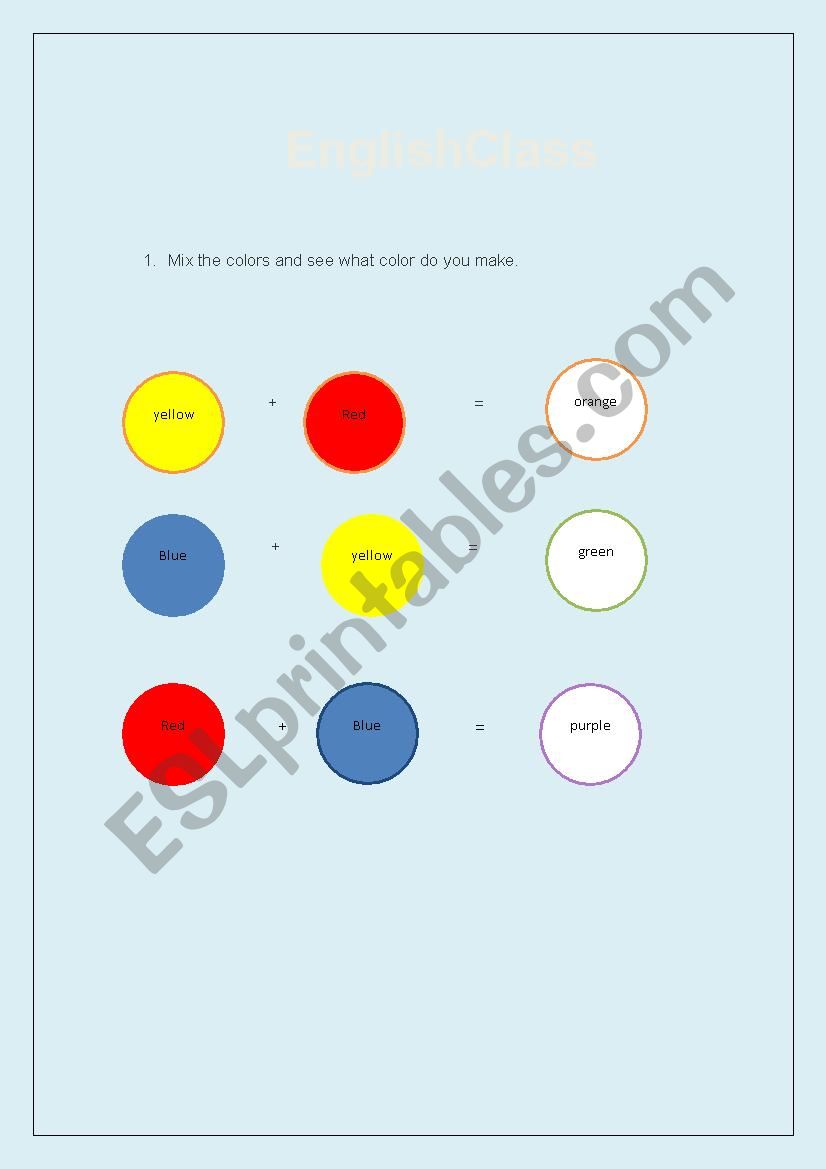 Colors worksheet
