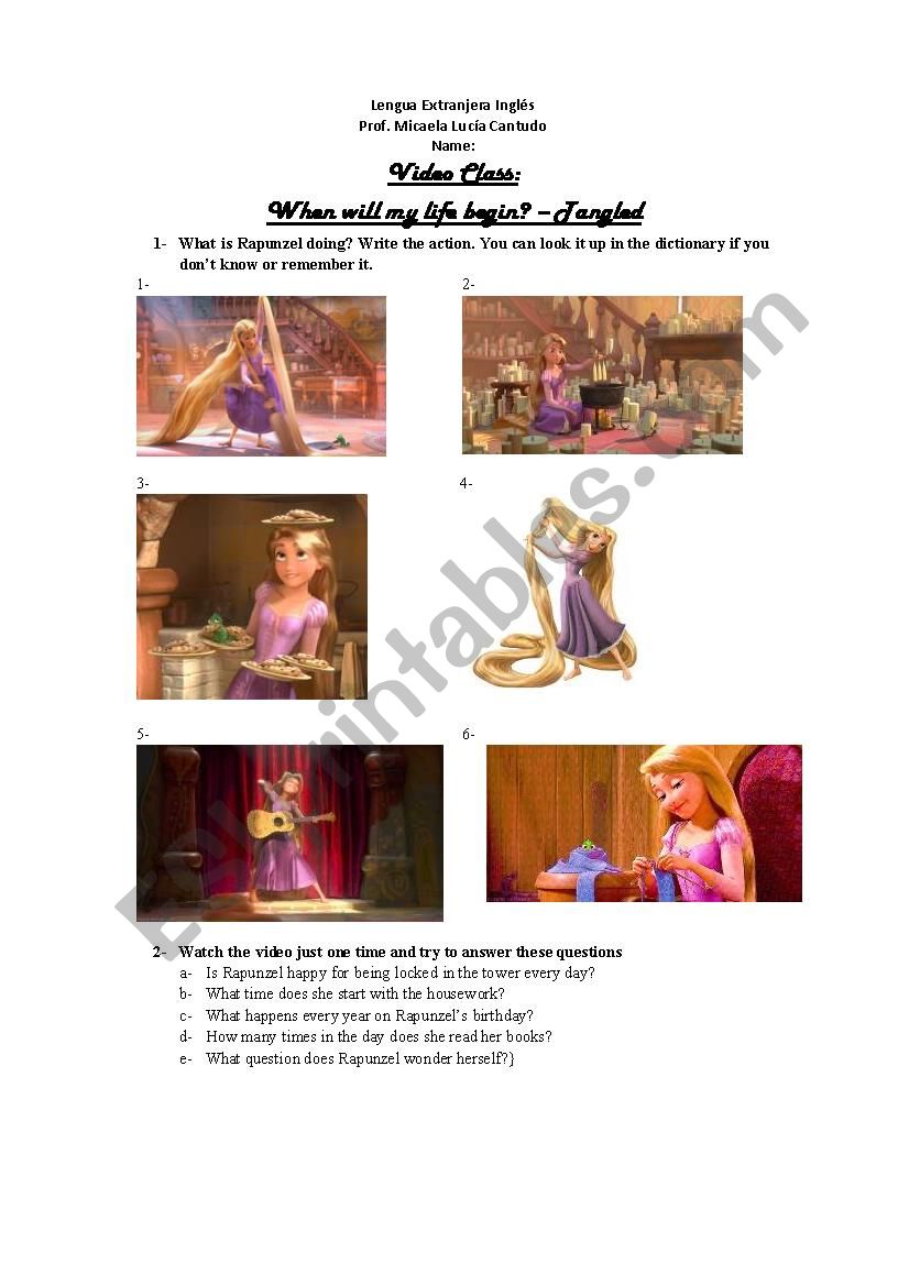 Tangled - Present Simple worksheet