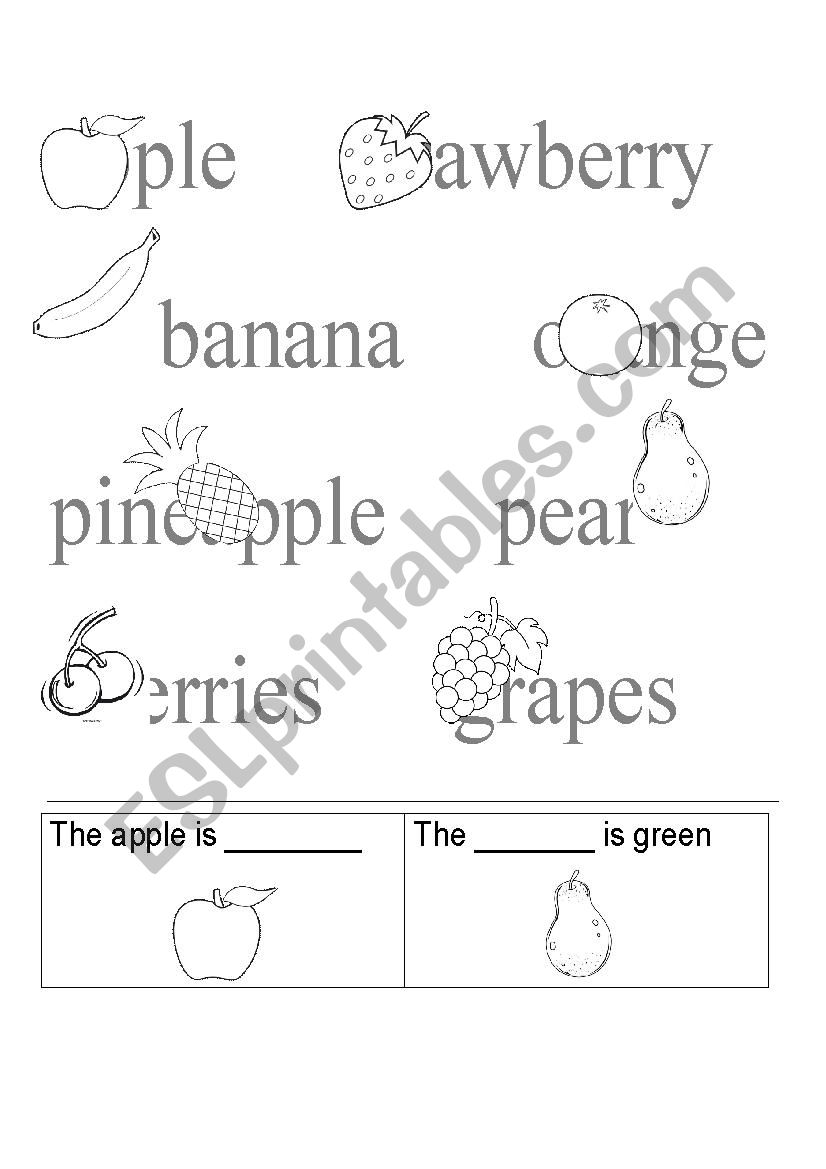 Fruits and colors worksheet