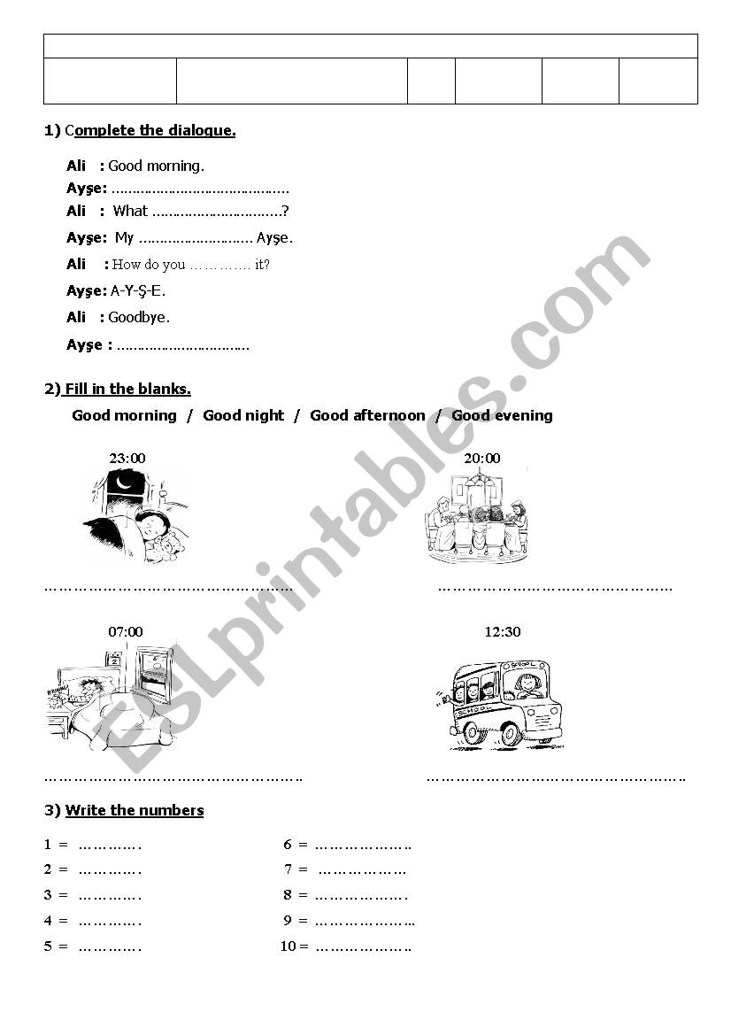 classroom instructions worksheet