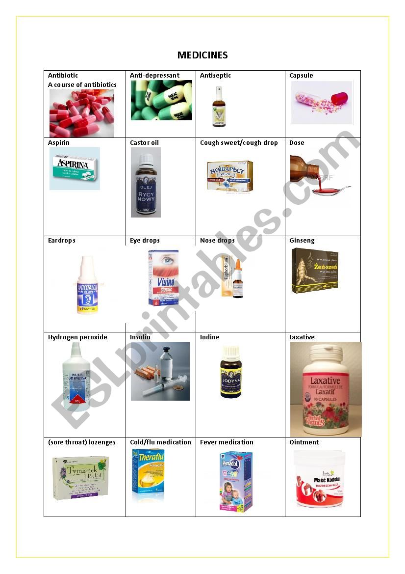 MEDICINES, REMEDIES worksheet