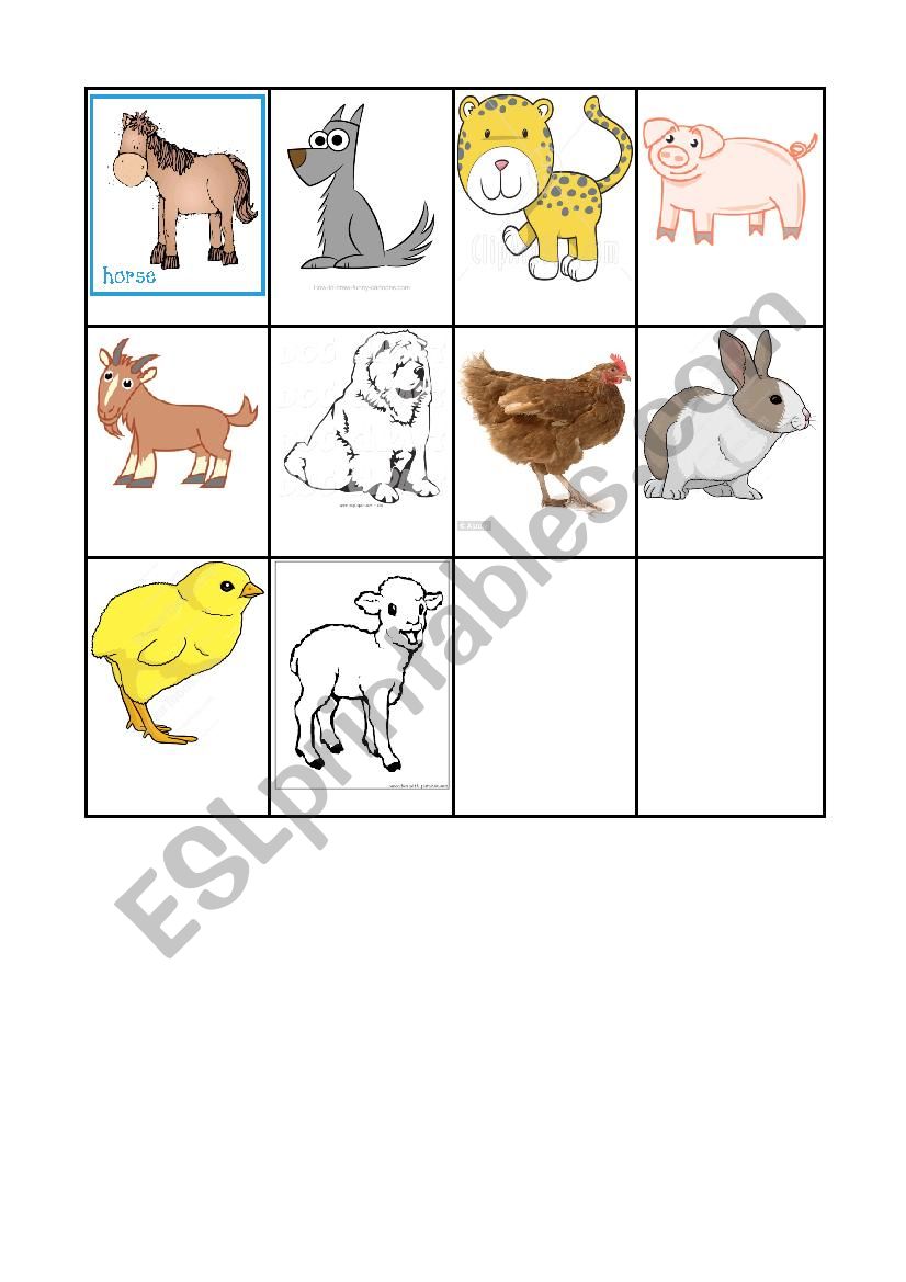 Left Right Animals worksheet