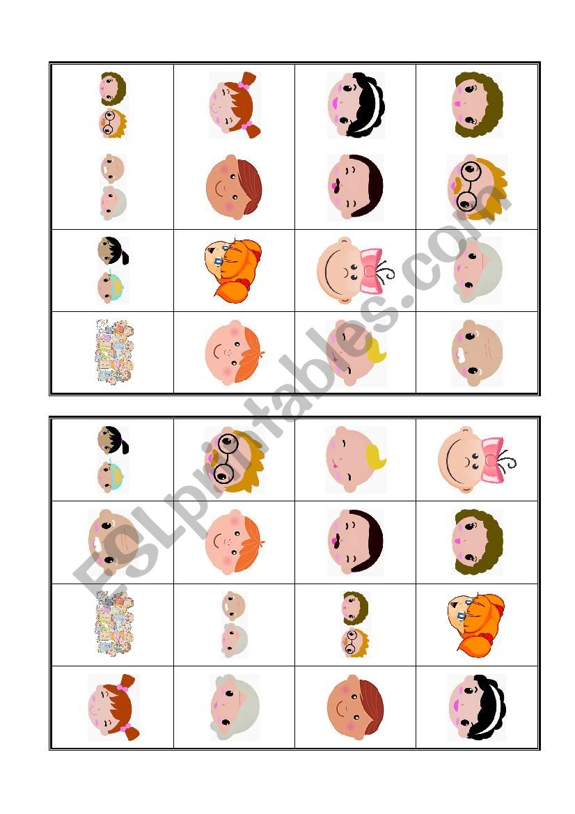 Family Bingo Cards(16 cards) worksheet