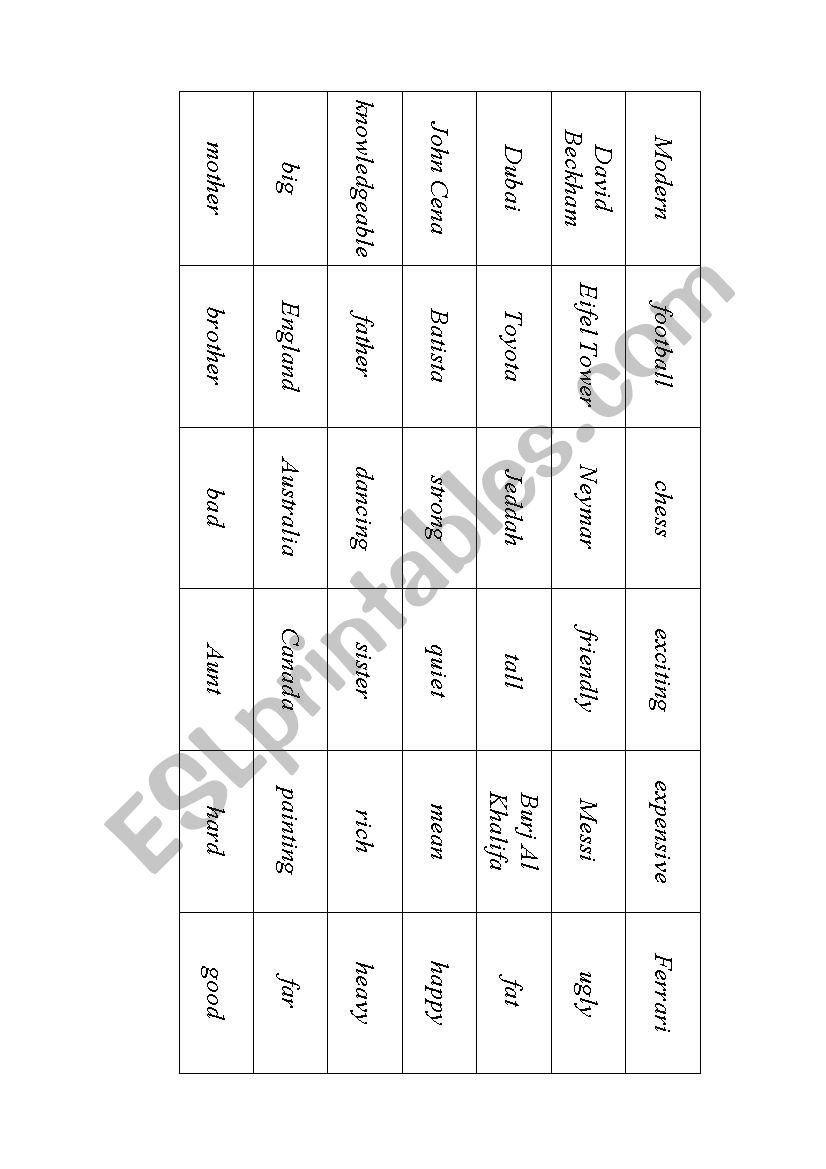 Comparatives worksheet