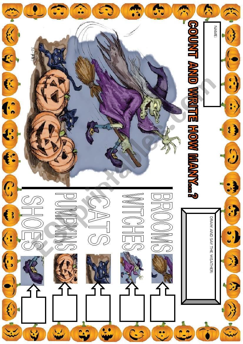 Halloween flying witch worksheet