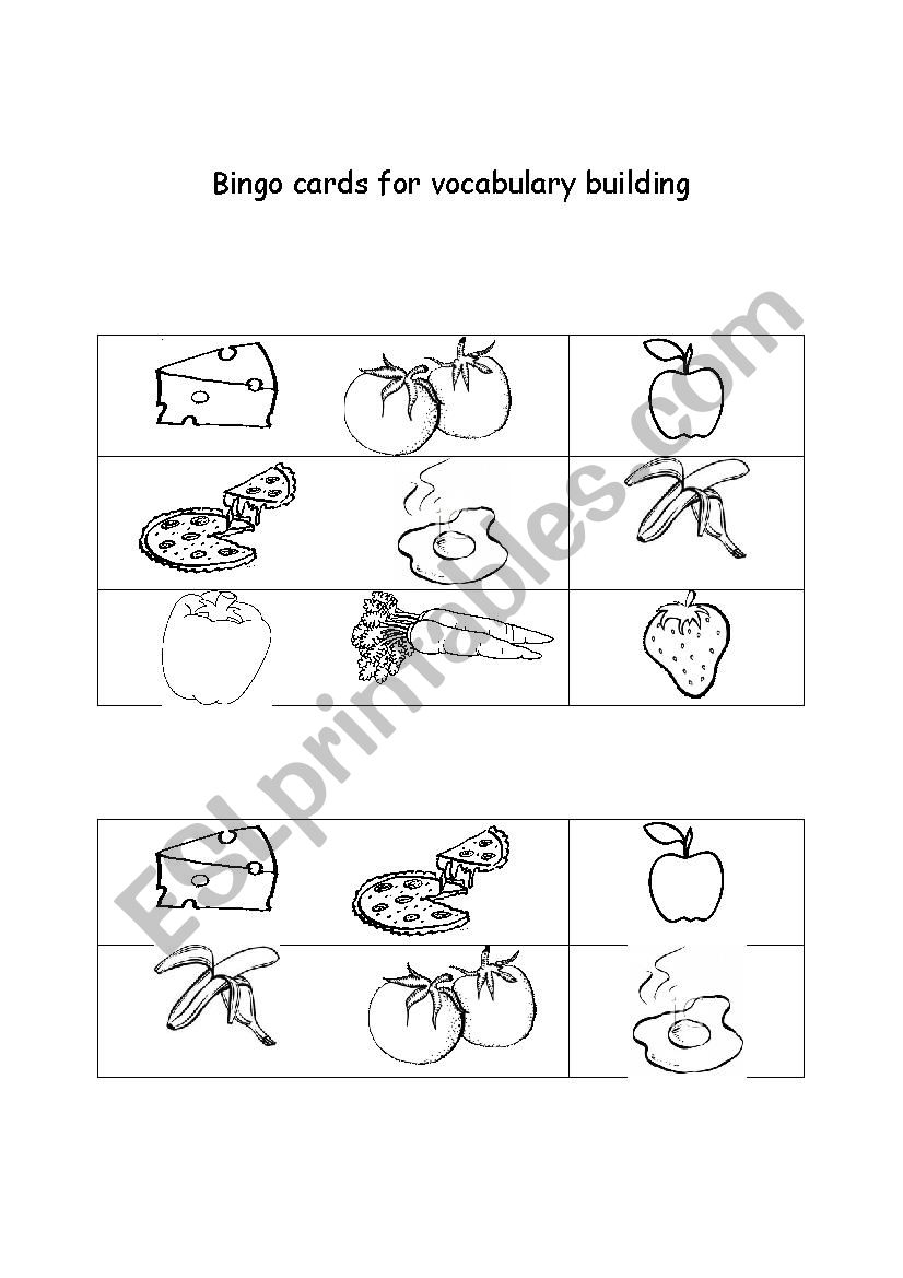 Food-bingo worksheet