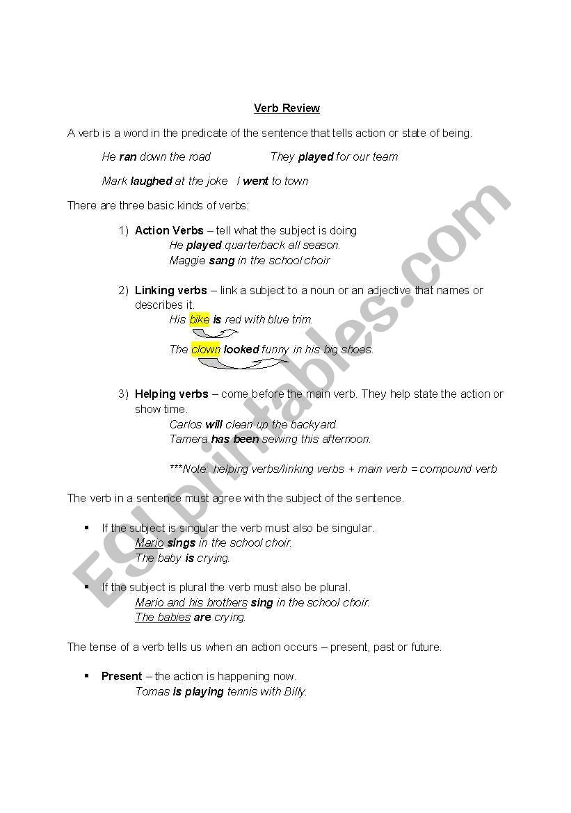 All About Verbs  worksheet