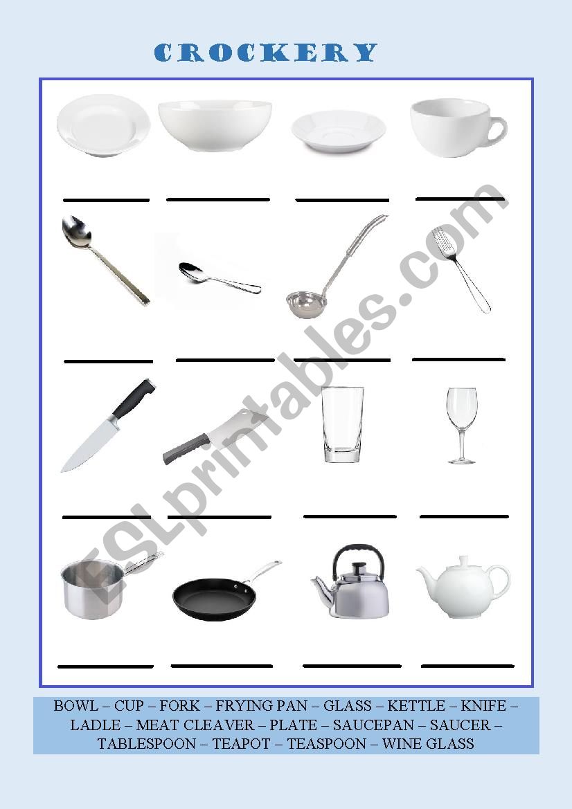 Crockery (Vocabulary Series 1)