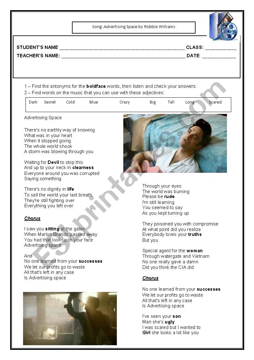 Song - Advertising Space worksheet