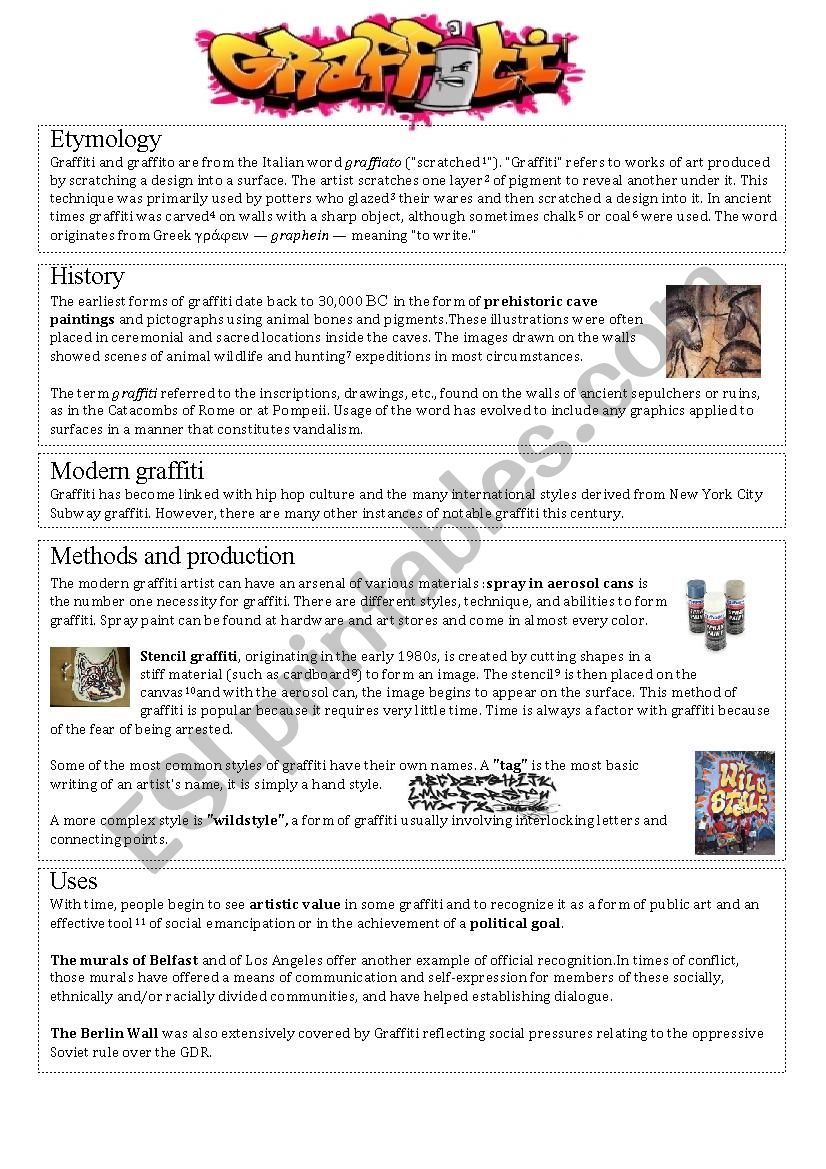 Graffiti History worksheet