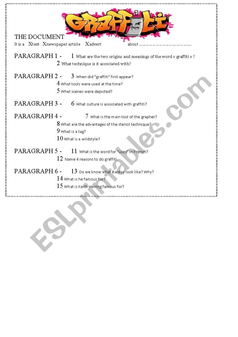 Graffiti History WS worksheet