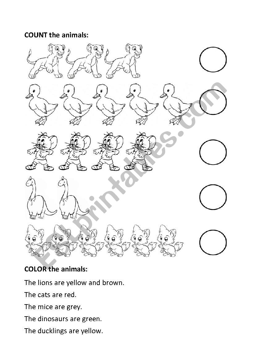 Count the animals worksheet