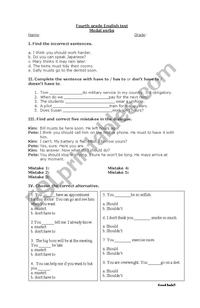 modal verbs worksheet