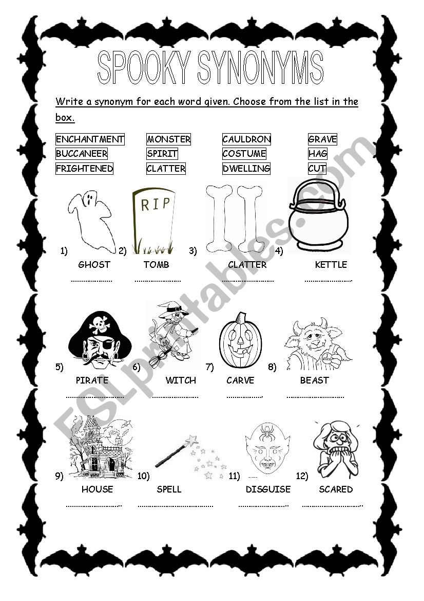 SPOOKY SYNONYMS worksheet