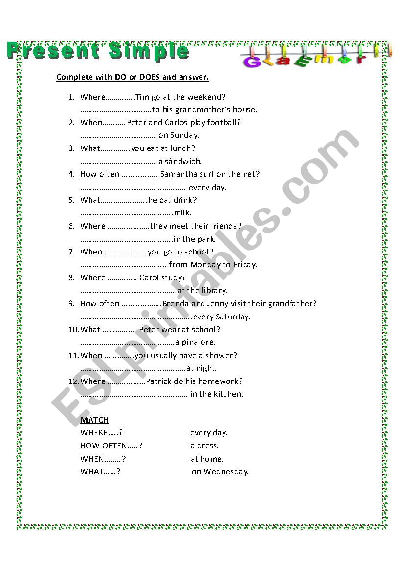 Present Simple worksheet