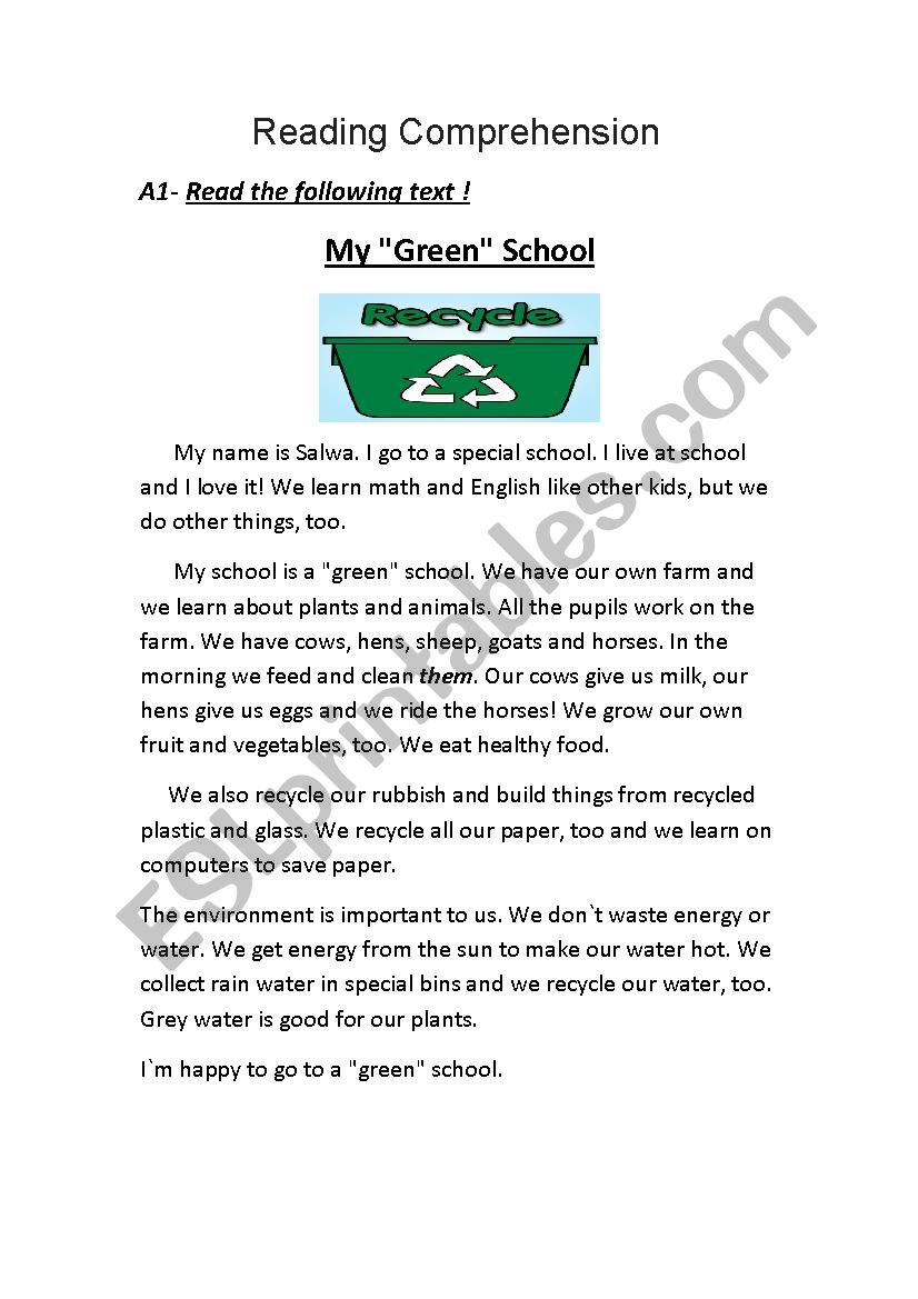  recycling worksheet