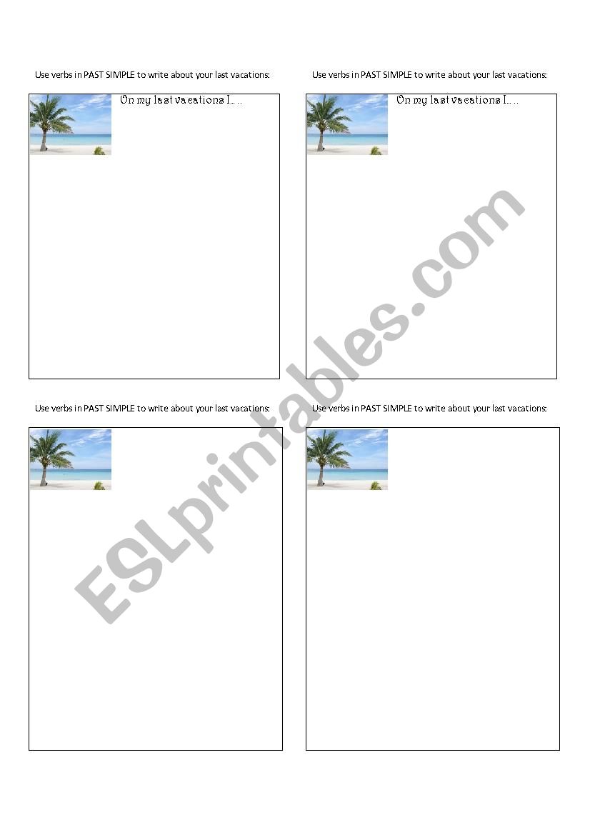 Past tense Last Vacations worksheet