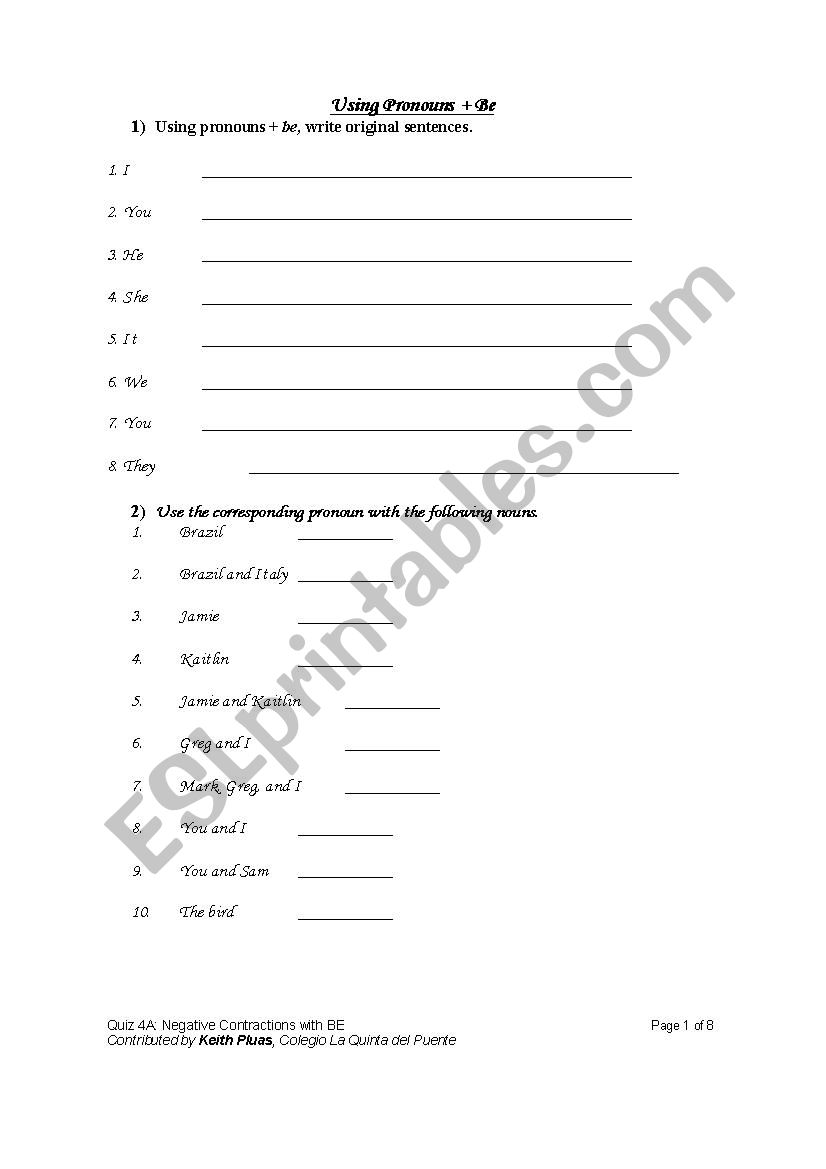 Grammar worksheet