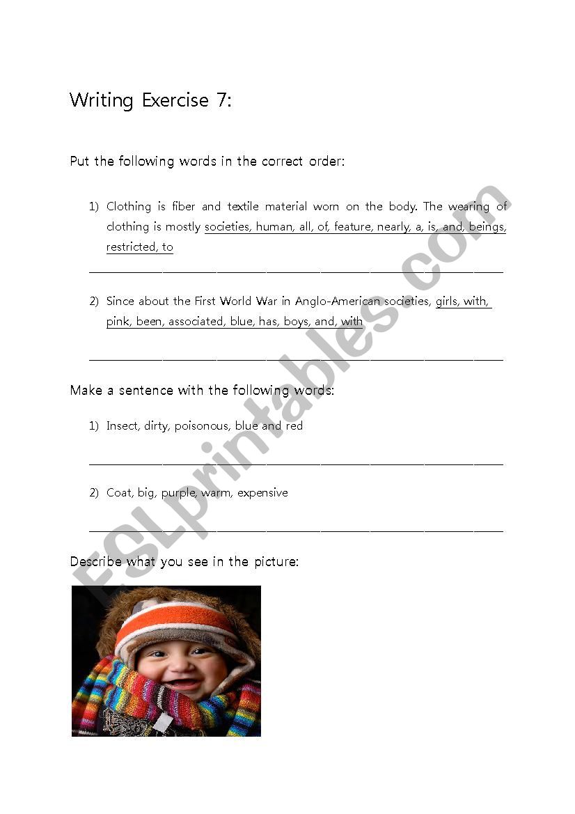 writing exercise worksheet