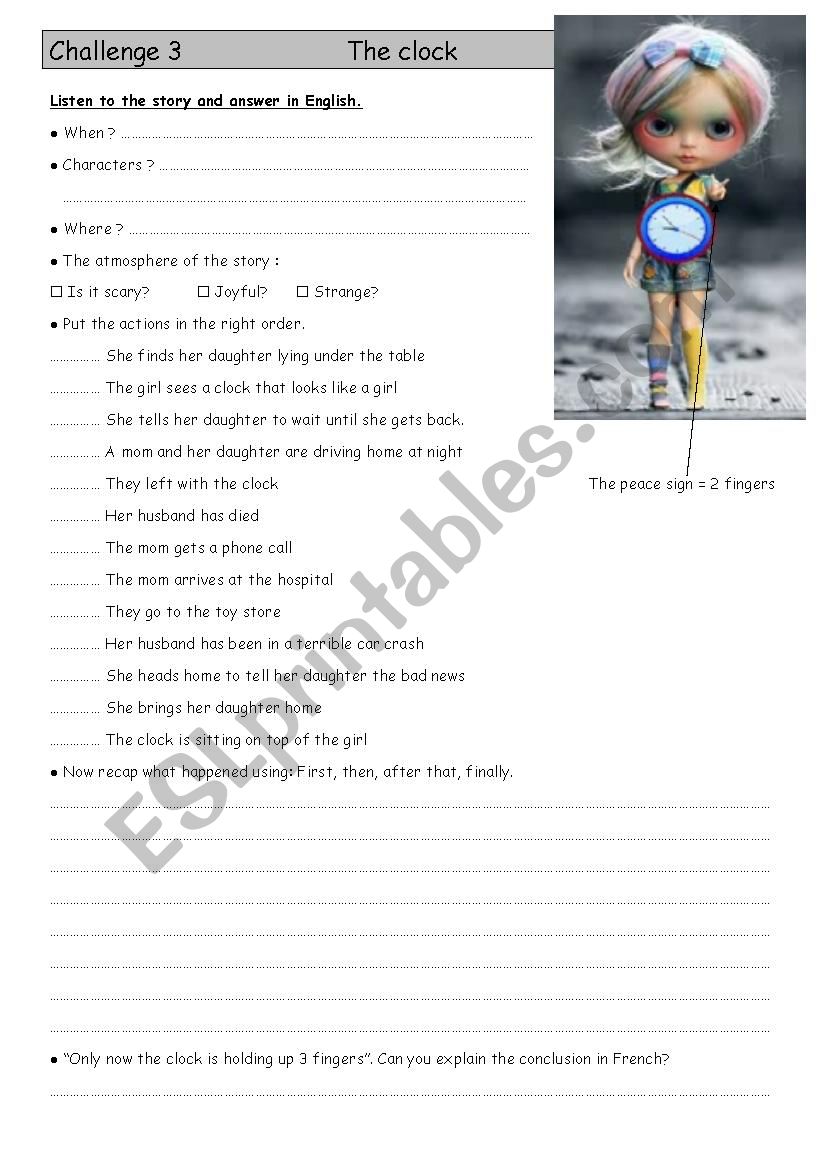 listening comprehension worksheet