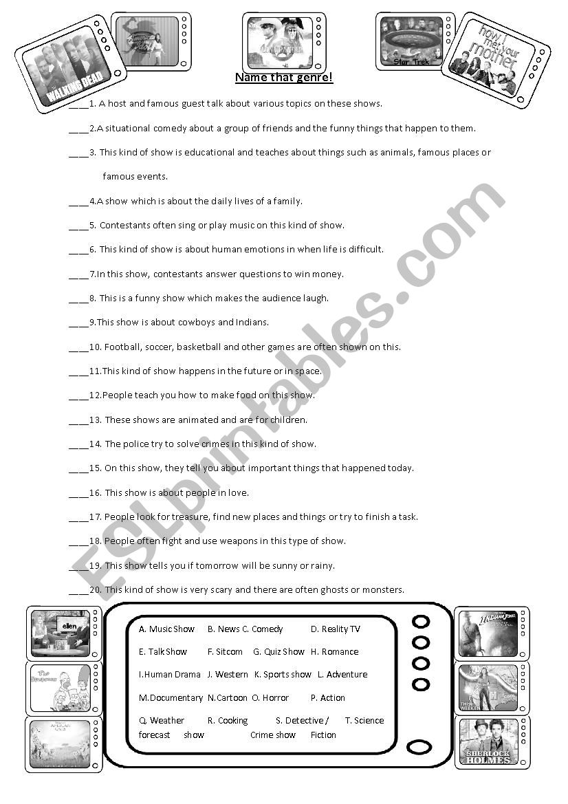 Name that genre! worksheet