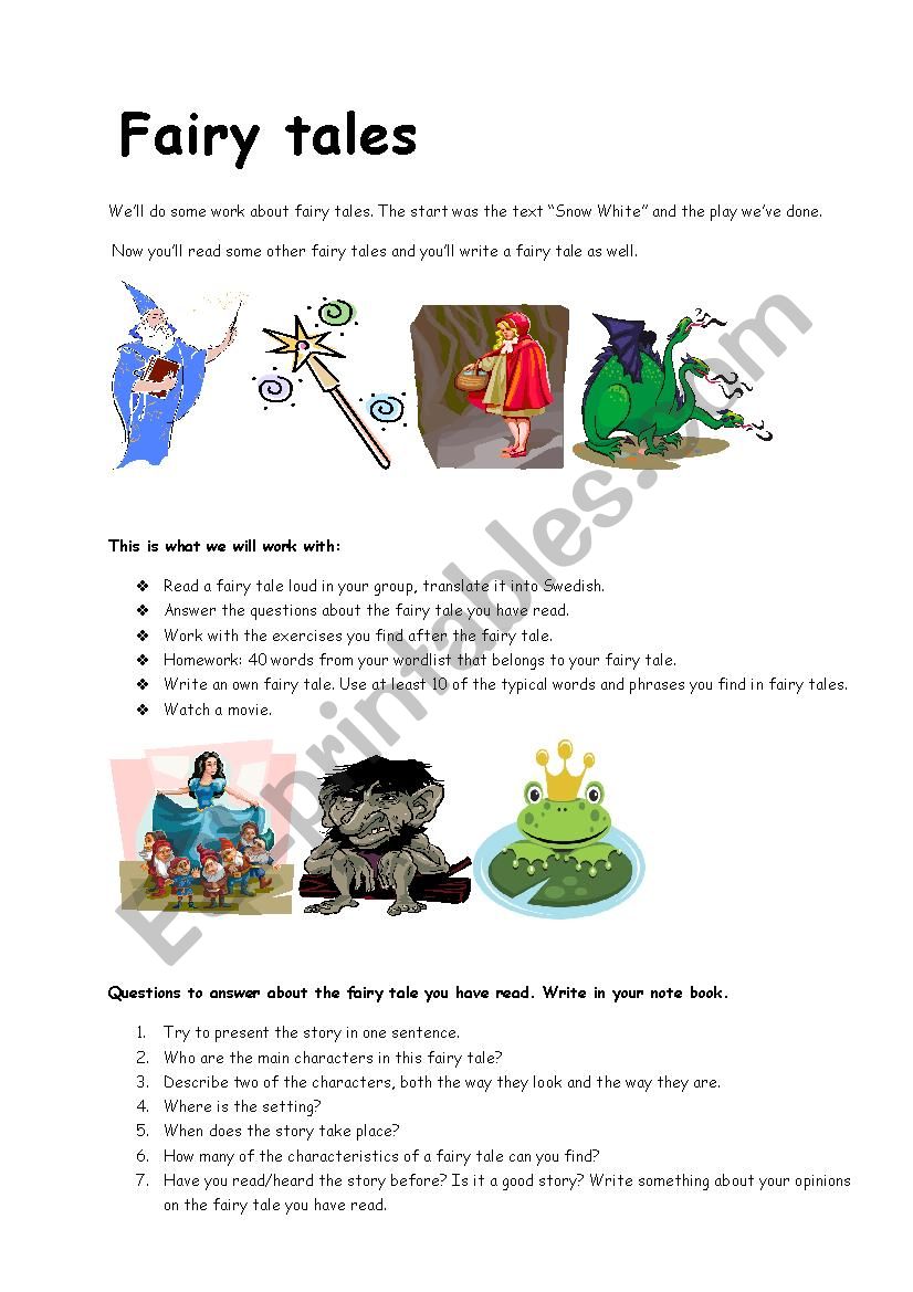 Fairy tales worksheet