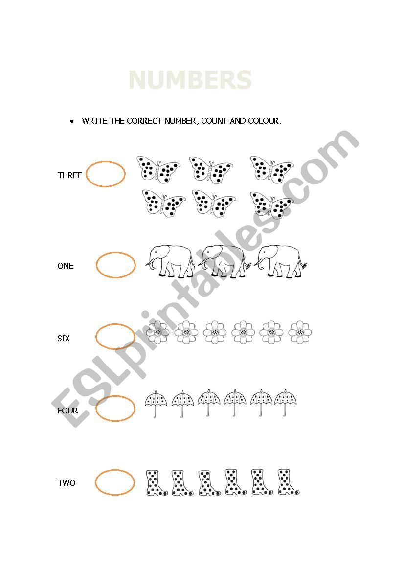 NUMBERS worksheet