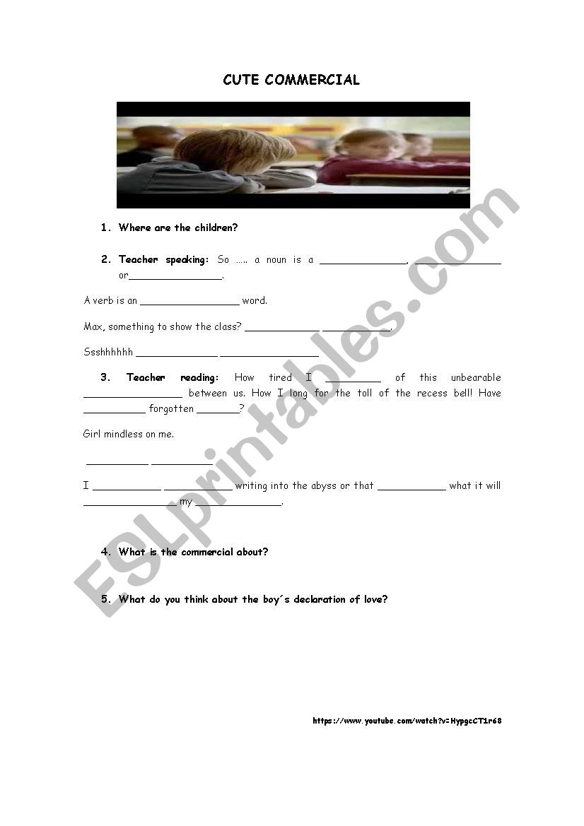 CUTE COMMERCIAL worksheet