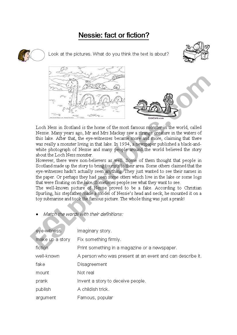 The Loch Ness monster worksheet