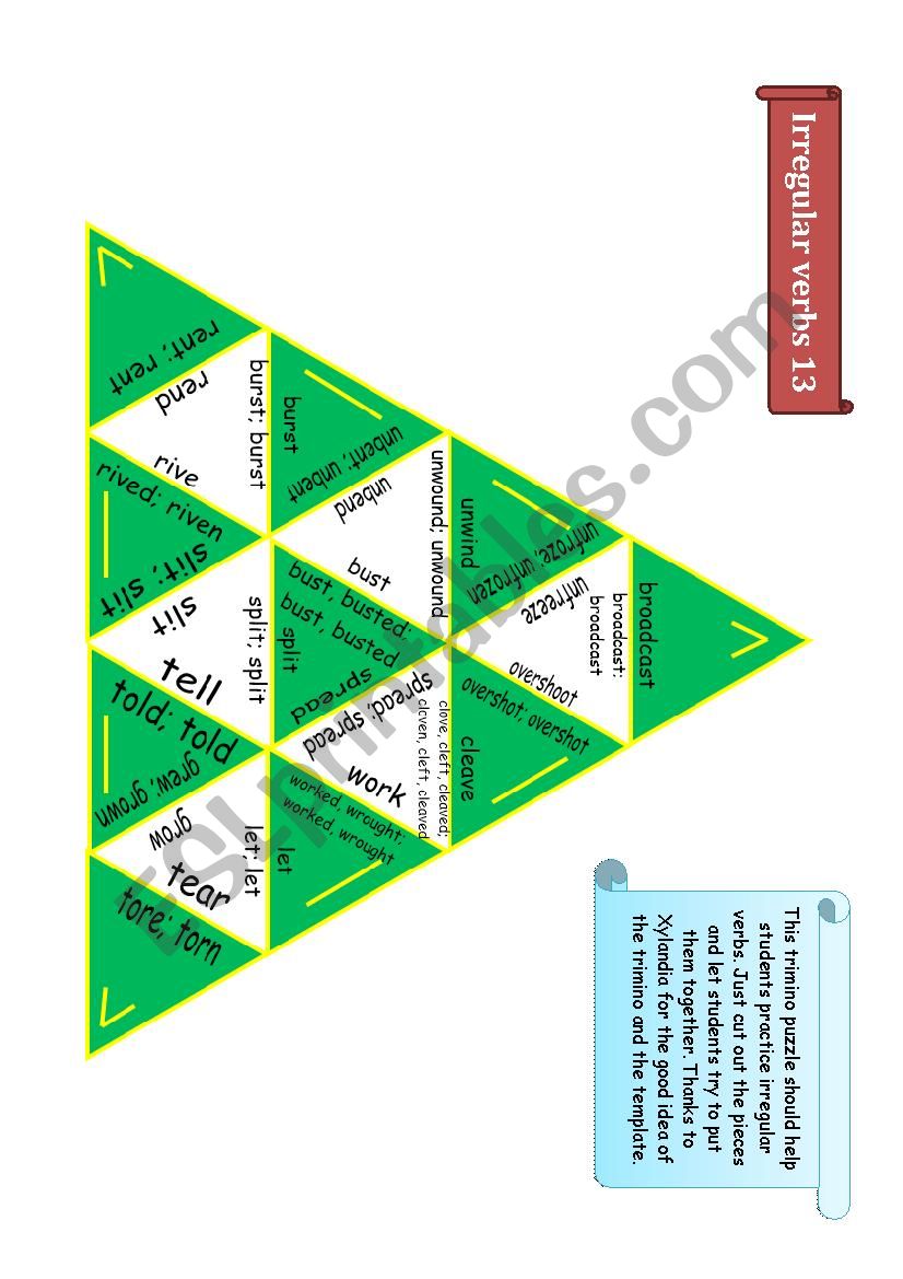 Trimino - Irregular verbs game (part 13)