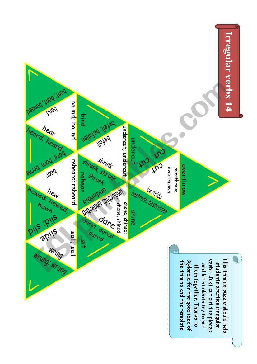 Trimino - Irregular verbs game (part 14)