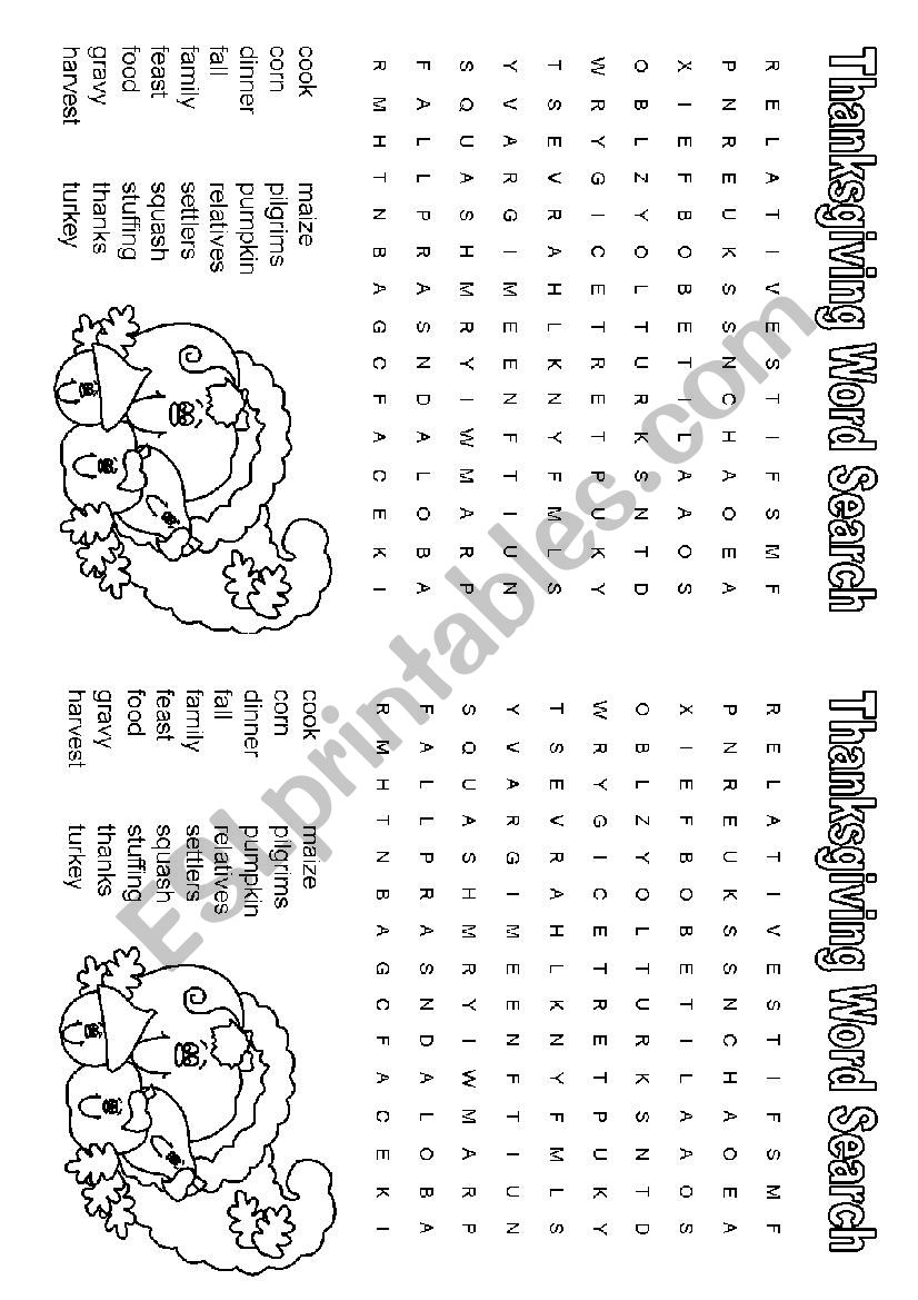 Word search worksheet