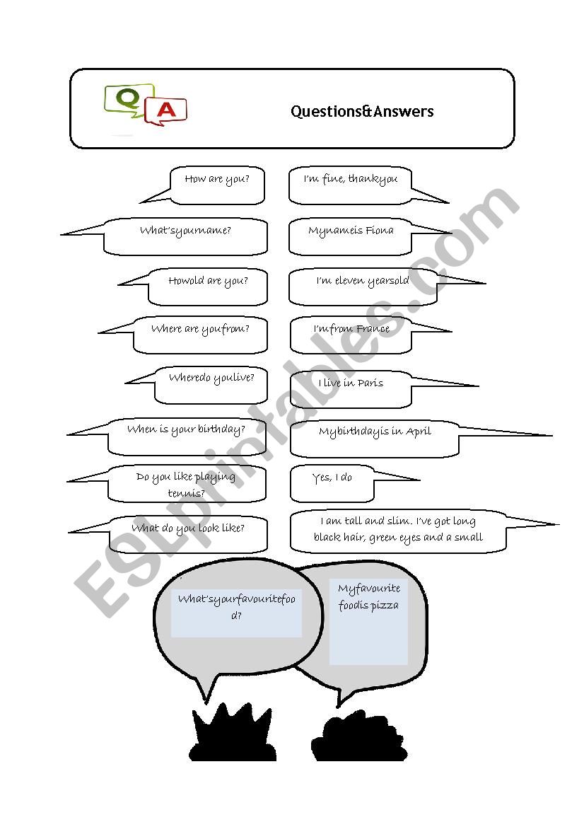 Questions and answers worksheet