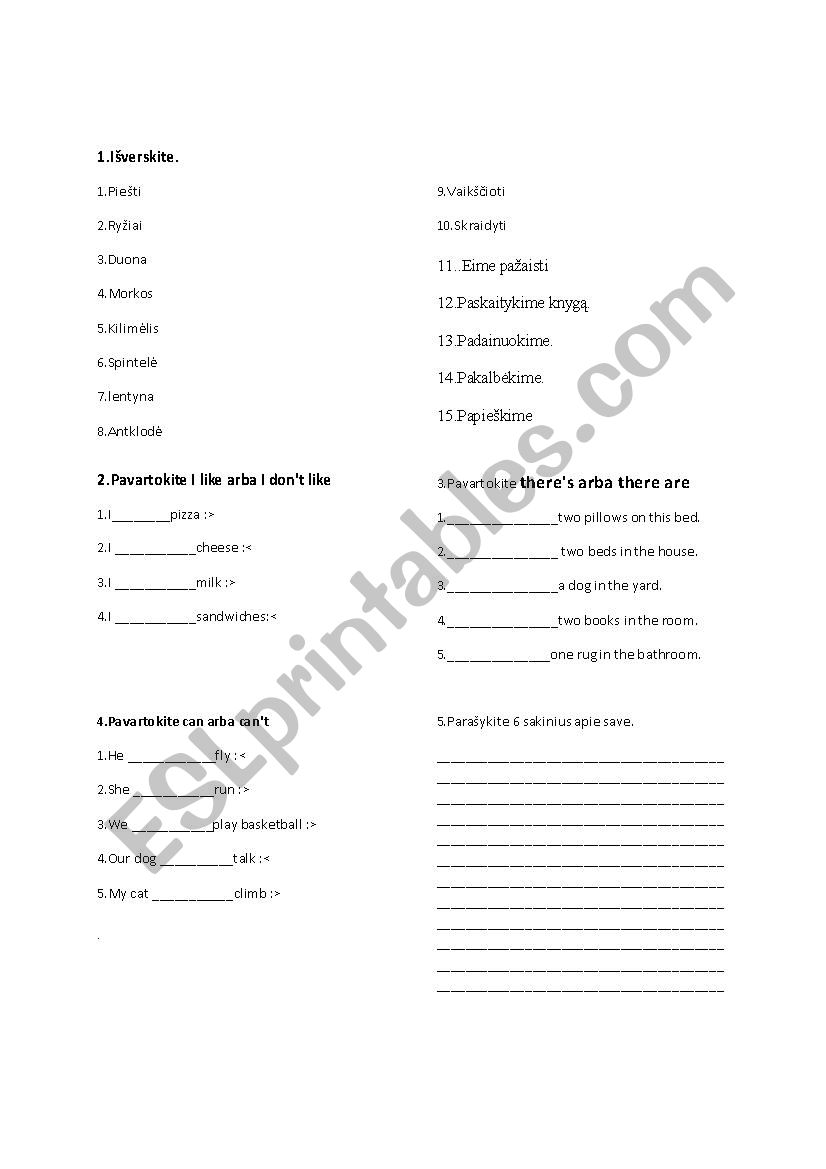 Short test for beginners worksheet