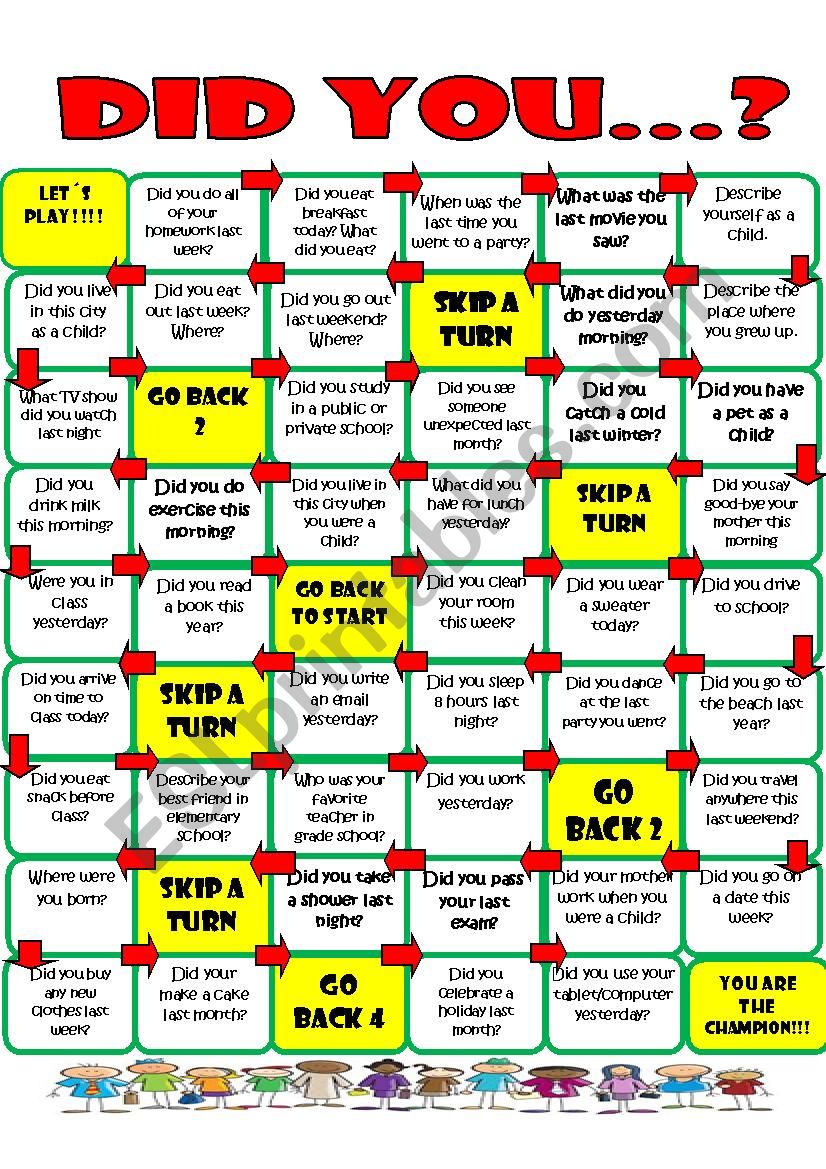 Simple Past Board Game worksheet