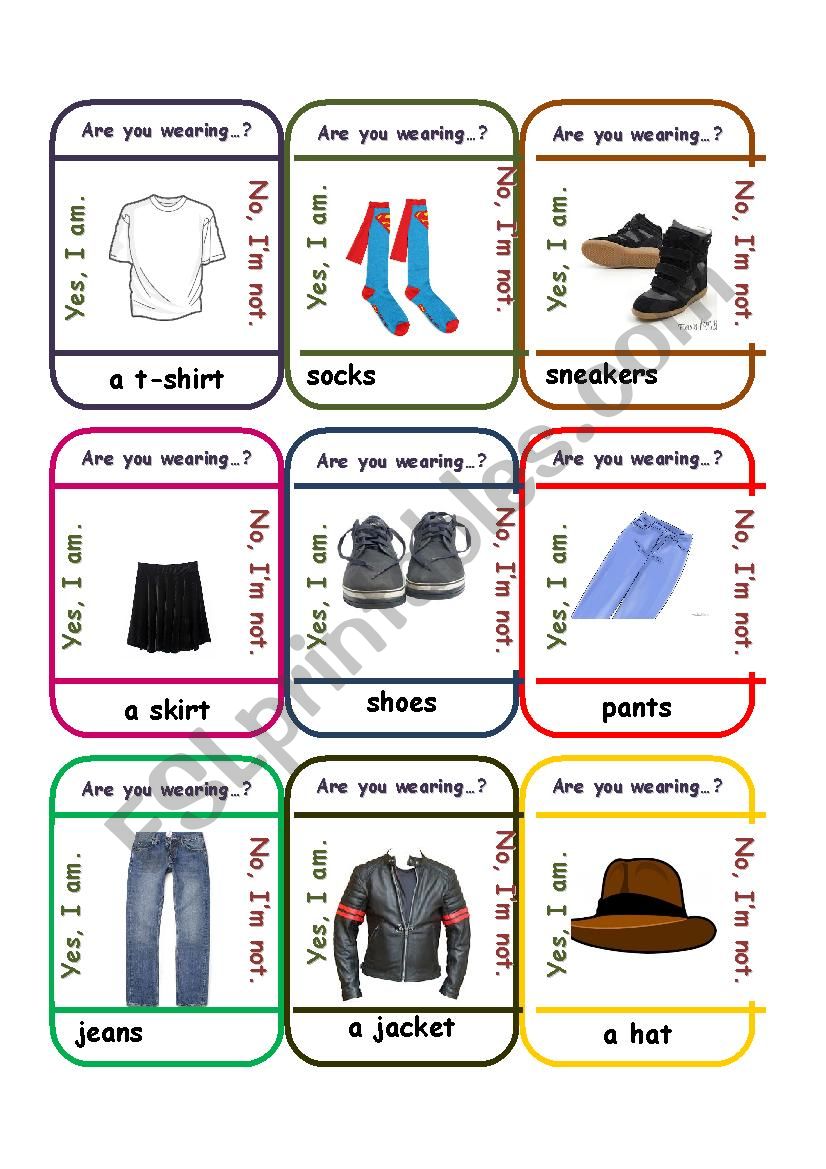 Go Fish Game - Clothes worksheet