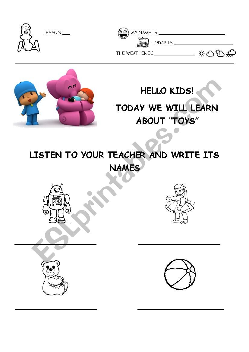 Toys Worksheet worksheet