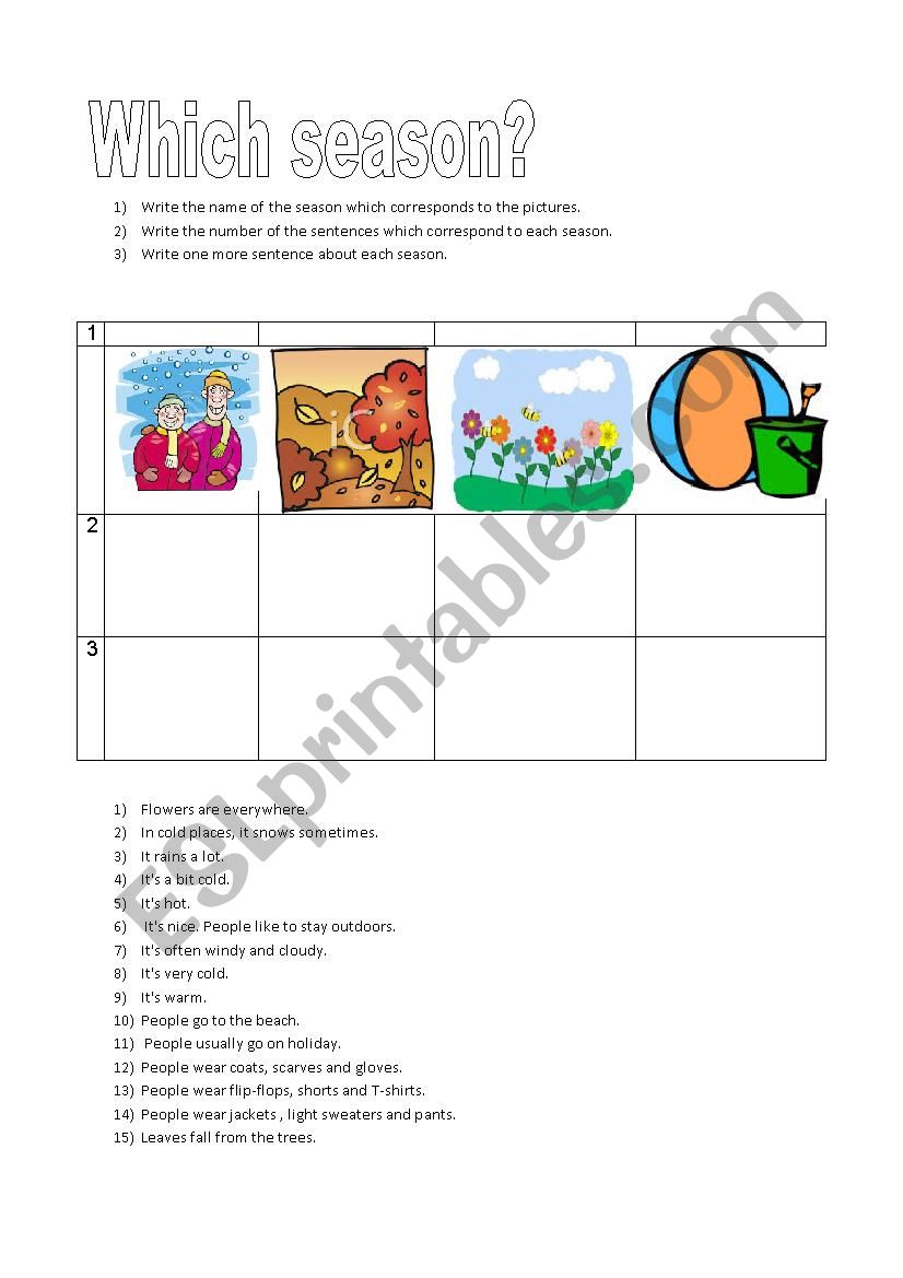 Which season? worksheet