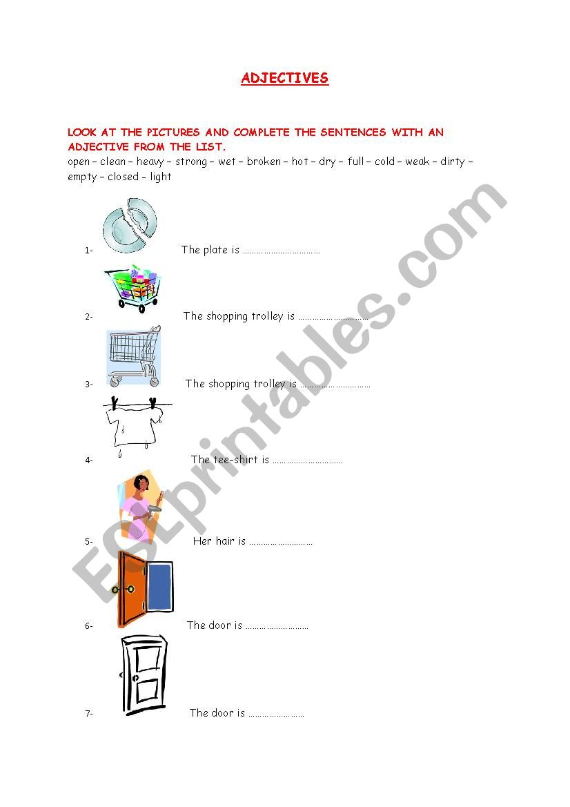 ADJECTIVES worksheet