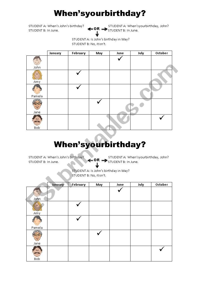 Whens your birthday? worksheet