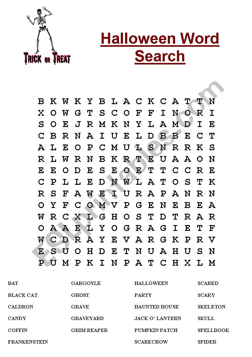 Halloween Wordsearch worksheet