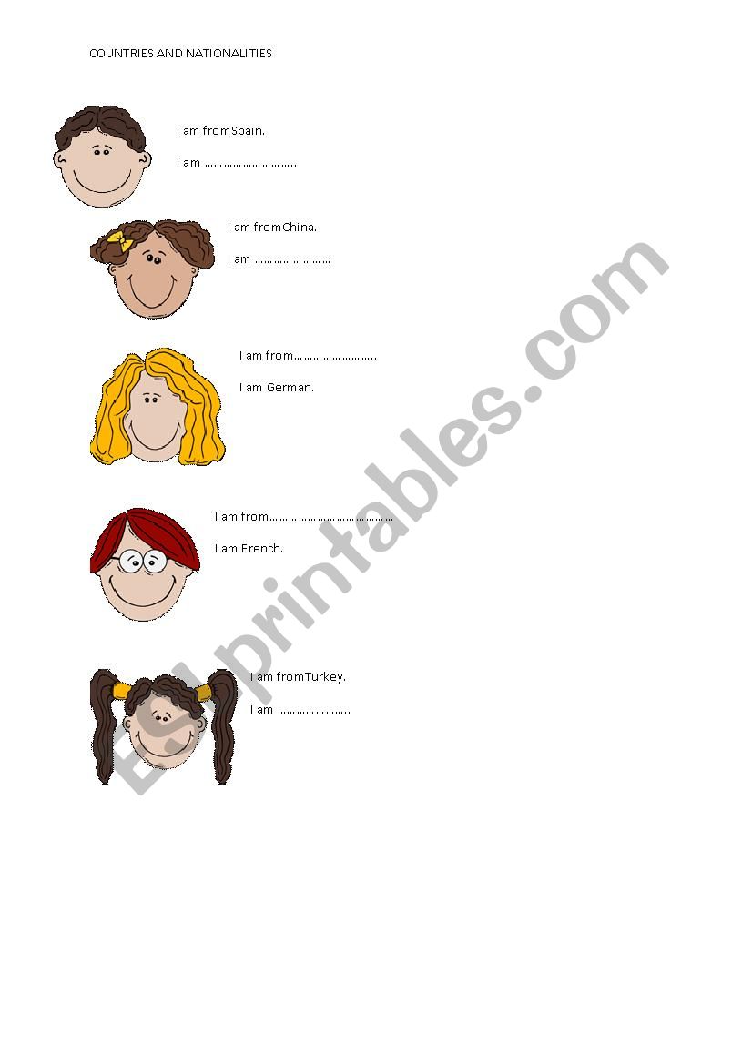 Countries and Nationalities worksheet